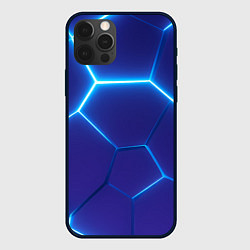 Чехол для iPhone 12 Pro Max Синие плиты со светом, цвет: 3D-черный
