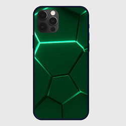 Чехол для iPhone 12 Pro Max Зеленые плиты с неоном, цвет: 3D-черный