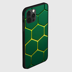 Чехол для iPhone 12 Pro Max Зеленые плиты с желтым светом, цвет: 3D-черный — фото 2