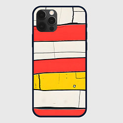 Чехол для iPhone 12 Pro Max Красные полоски, цвет: 3D-черный