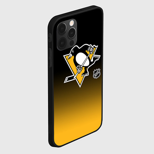 Чехол iPhone 12 Pro Max Питтсбург Пингвинз - градиент / 3D-Черный – фото 2