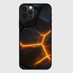 Чехол для iPhone 12 Pro Max Черные плиты с оранжевой молнией, цвет: 3D-черный