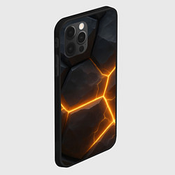 Чехол для iPhone 12 Pro Max Черные плиты с оранжевой молнией, цвет: 3D-черный — фото 2