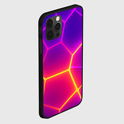 Чехол для iPhone 12 Pro Max Синие плиты с фиолетовым свечением, цвет: 3D-черный — фото 2