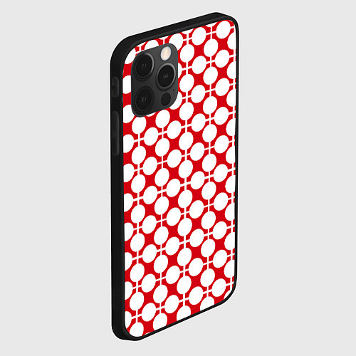 Чехол iPhone 12 Pro Max Красно белый узор в клетку и горох / 3D-Черный – фото 2