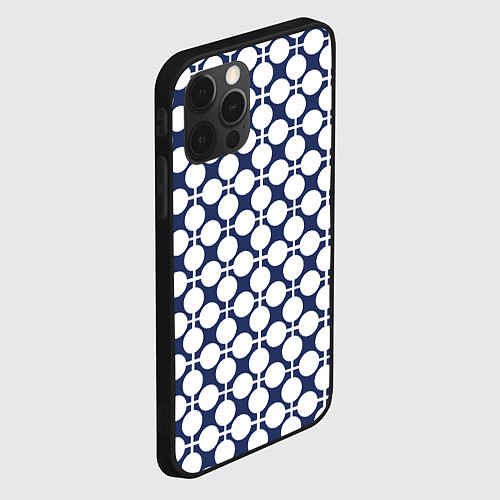 Чехол iPhone 12 Pro Max Серо-белый узор в клетку и горох ретро / 3D-Черный – фото 2