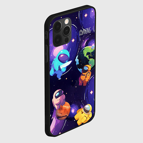 Чехол iPhone 12 Pro Max Among Us космос / 3D-Черный – фото 2