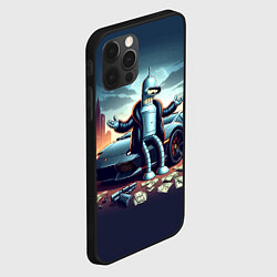 Чехол для iPhone 12 Pro Max Бендер рядом с Ламбо и рассыпанным баблом, цвет: 3D-черный — фото 2