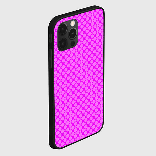 Чехол iPhone 12 Pro Max Неоновый малиновый розовый узор в горошек / 3D-Черный – фото 2