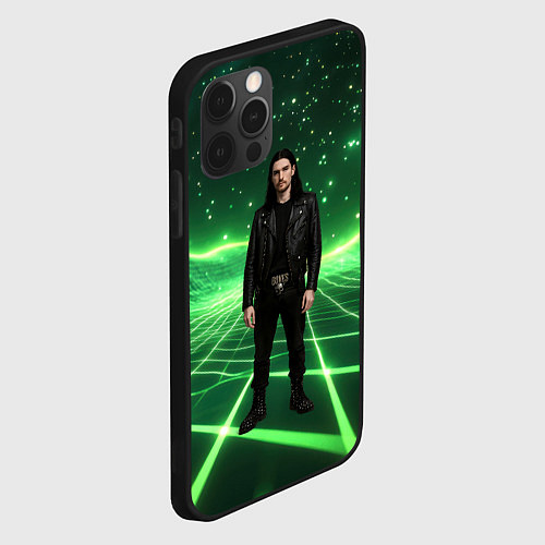 Чехол iPhone 12 Pro Max Bones в зеленом полигоне / 3D-Черный – фото 2