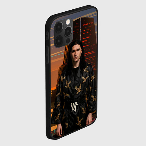 Чехол iPhone 12 Pro Max Bones в халате с журавлями / 3D-Черный – фото 2