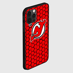 Чехол для iPhone 12 Pro Max Нью Джерси Девилз - красные соты, цвет: 3D-черный — фото 2