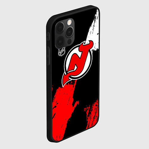Чехол iPhone 12 Pro Max Нью Джерси Девилз - брызги краски / 3D-Черный – фото 2