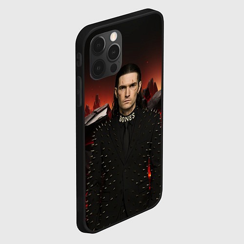 Чехол iPhone 12 Pro Max Bones в пиджаке с шыпами / 3D-Черный – фото 2