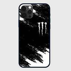 Чехол для iPhone 12 Pro Max Monster energy краски штрихи белые, цвет: 3D-черный
