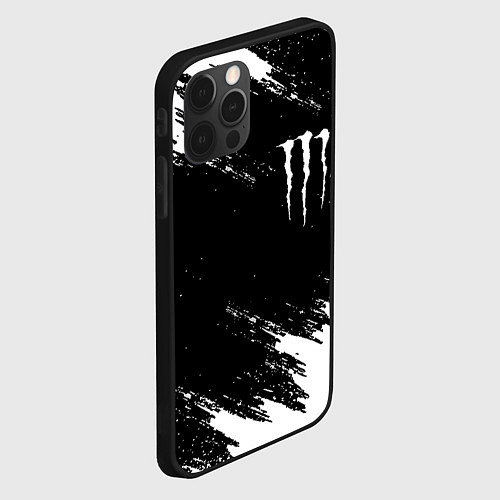 Чехол iPhone 12 Pro Max Monster energy краски штрихи белые / 3D-Черный – фото 2