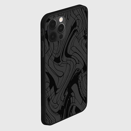 Чехол iPhone 12 Pro Max Тёмно-серый абстракция лниии / 3D-Черный – фото 2