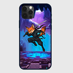 Чехол для iPhone 12 Pro Max Лис ниндзя в прыжке, цвет: 3D-черный