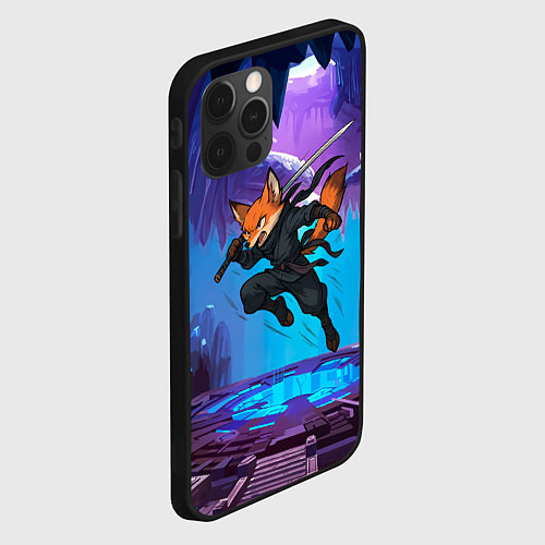 Чехол iPhone 12 Pro Max Лис ниндзя в прыжке / 3D-Черный – фото 2