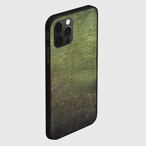 Чехол iPhone 12 Pro Max Абстракция - old board painted with green paint / 3D-Черный – фото 2