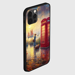 Чехол для iPhone 12 Pro Max Женщина у телефонной будки на набережной, цвет: 3D-черный — фото 2