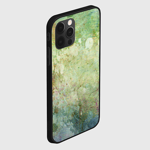 Чехол iPhone 12 Pro Max Абстракция - faded spots on a green background / 3D-Черный – фото 2
