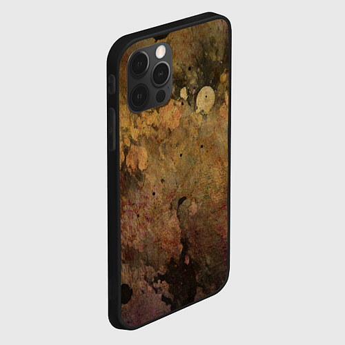 Чехол iPhone 12 Pro Max Абстракция - dark pink paint spill / 3D-Черный – фото 2