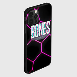 Чехол для iPhone 12 Pro Max Bones белый глитч лого, цвет: 3D-черный — фото 2