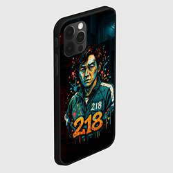 Чехол для iPhone 12 Pro Max Игра в кальмара игрок 218 граффити, цвет: 3D-черный — фото 2