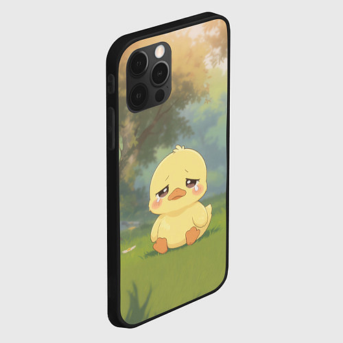 Чехол iPhone 12 Pro Max Маленький утенок на поляне / 3D-Черный – фото 2