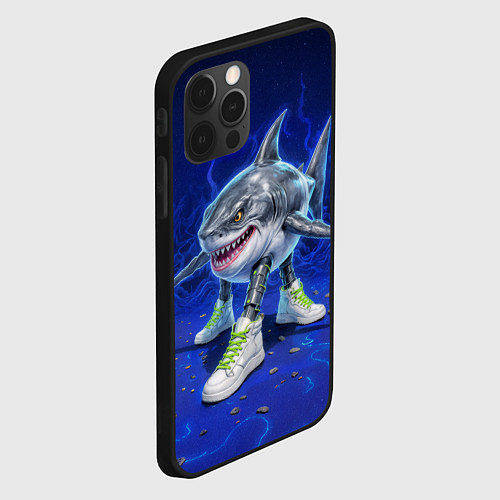 Чехол iPhone 12 Pro Max Тралалеро тралала - акула киборг / 3D-Черный – фото 2