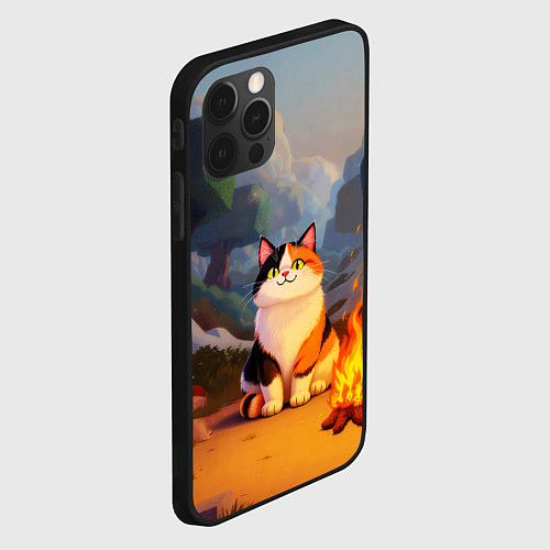 Чехол iPhone 12 Pro Max Котик в кубическом мире / 3D-Черный – фото 2