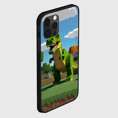 Чехол iPhone 12 Pro Max Тираннозавр рекс - Майнкрафт / 3D-Черный – фото 2