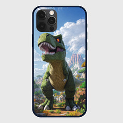 Чехол для iPhone 12 Pro Max Тираннозавр - Minecraft, цвет: 3D-черный