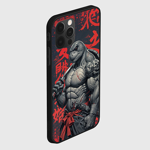 Чехол iPhone 12 Pro Max Антропоморфная черепаха воин - нейроарт / 3D-Черный – фото 2