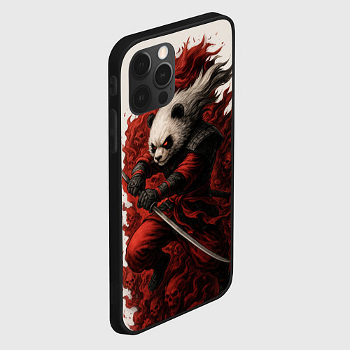 Чехол iPhone 12 Pro Max Демоническая панда самурай - нейроарт / 3D-Черный – фото 2