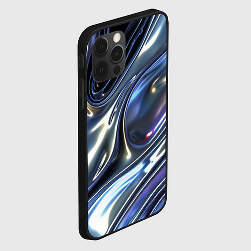 Чехол iPhone 12 Pro Max Серебро жидкий металл / 3D-Черный – фото 2