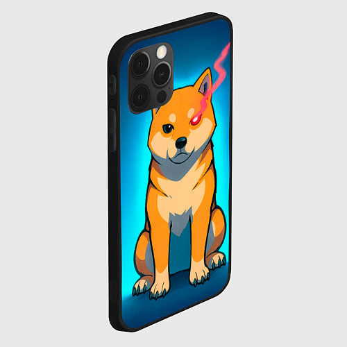 Чехол iPhone 12 Pro Max Сиба-ину с неоновым взглядом / 3D-Черный – фото 2