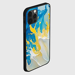 Чехол для iPhone 12 Pro Max Масляные краски, брызги, желтые белые синие цвета, цвет: 3D-черный — фото 2