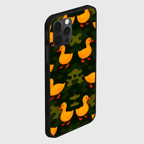 Чехол iPhone 12 Pro Max Уточный камуфляж паттерн / 3D-Черный – фото 2