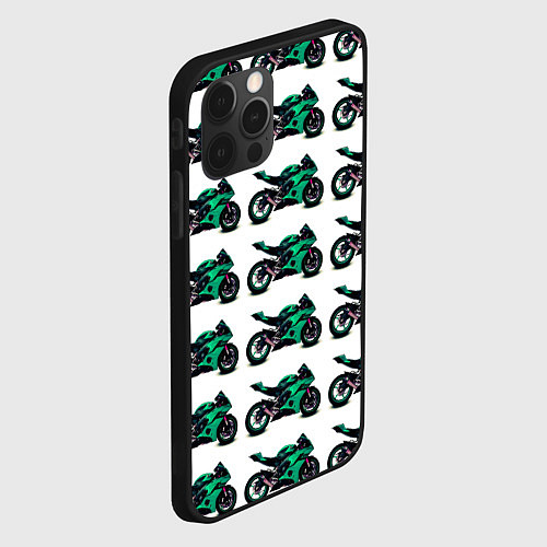 Чехол iPhone 12 Pro Max Motorcycle turquoise / 3D-Черный – фото 2