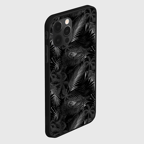 Чехол iPhone 12 Pro Max Palm black and white / 3D-Черный – фото 2
