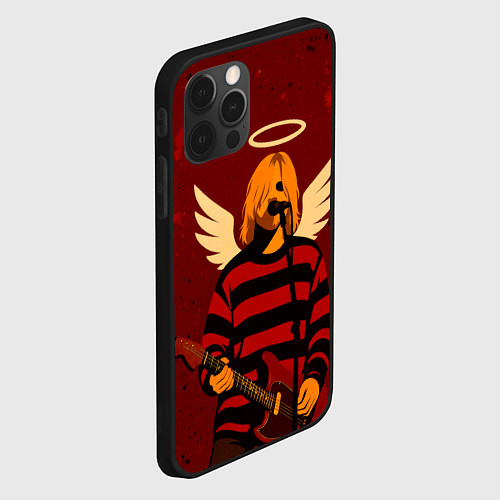 Чехол iPhone 12 Pro Max Нирвана, Курт Кобейн с крыльями ангела / 3D-Черный – фото 2