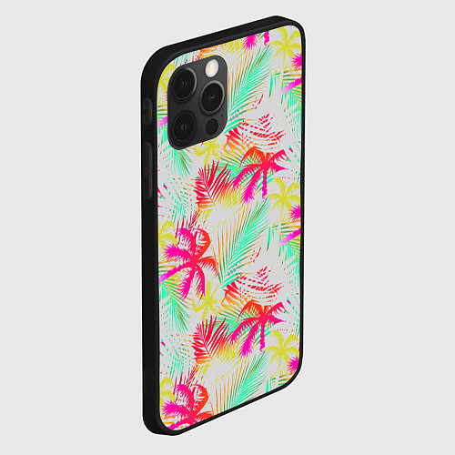 Чехол iPhone 12 Pro Max Palm yellow pink / 3D-Черный – фото 2
