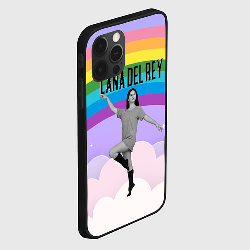 Чехол iPhone 12 Pro Max Lana Del Rey на фоне радуги / 3D-Черный – фото 2