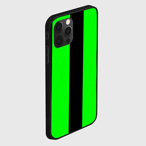 Чехол iPhone 12 Pro Max Color green black line / 3D-Черный – фото 2