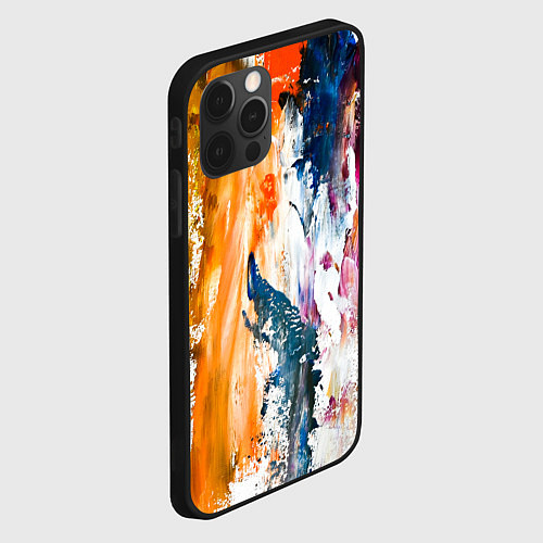 Чехол iPhone 12 Pro Max Разноцветные мазки кисти на палитре художника / 3D-Черный – фото 2