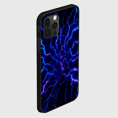 Чехол iPhone 12 Pro Max Разряд молнии текстура / 3D-Черный – фото 2