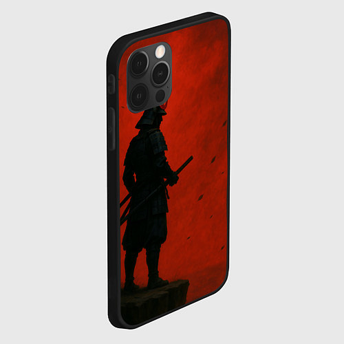 Чехол iPhone 12 Pro Max Ghost of Tsushima - алый / 3D-Черный – фото 2