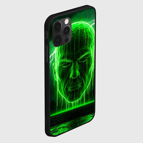 Чехол iPhone 12 Pro Max Неоновая голова / 3D-Черный – фото 2